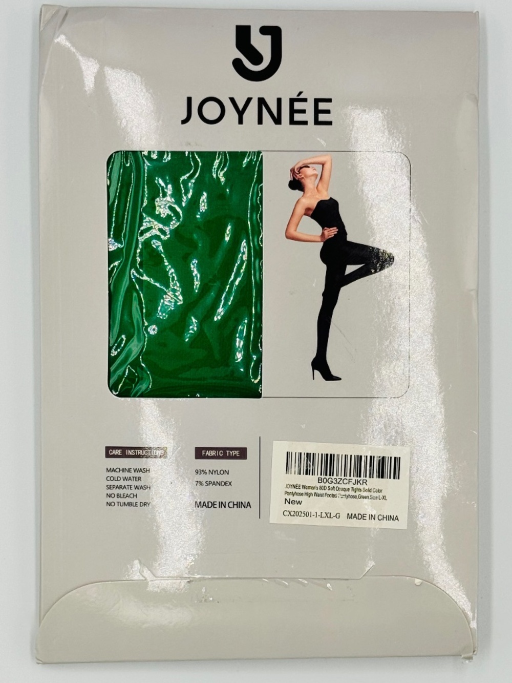 Joynee 80 Denier Tights Womens L/XL Green Opaque High Waist Pantyhose New
